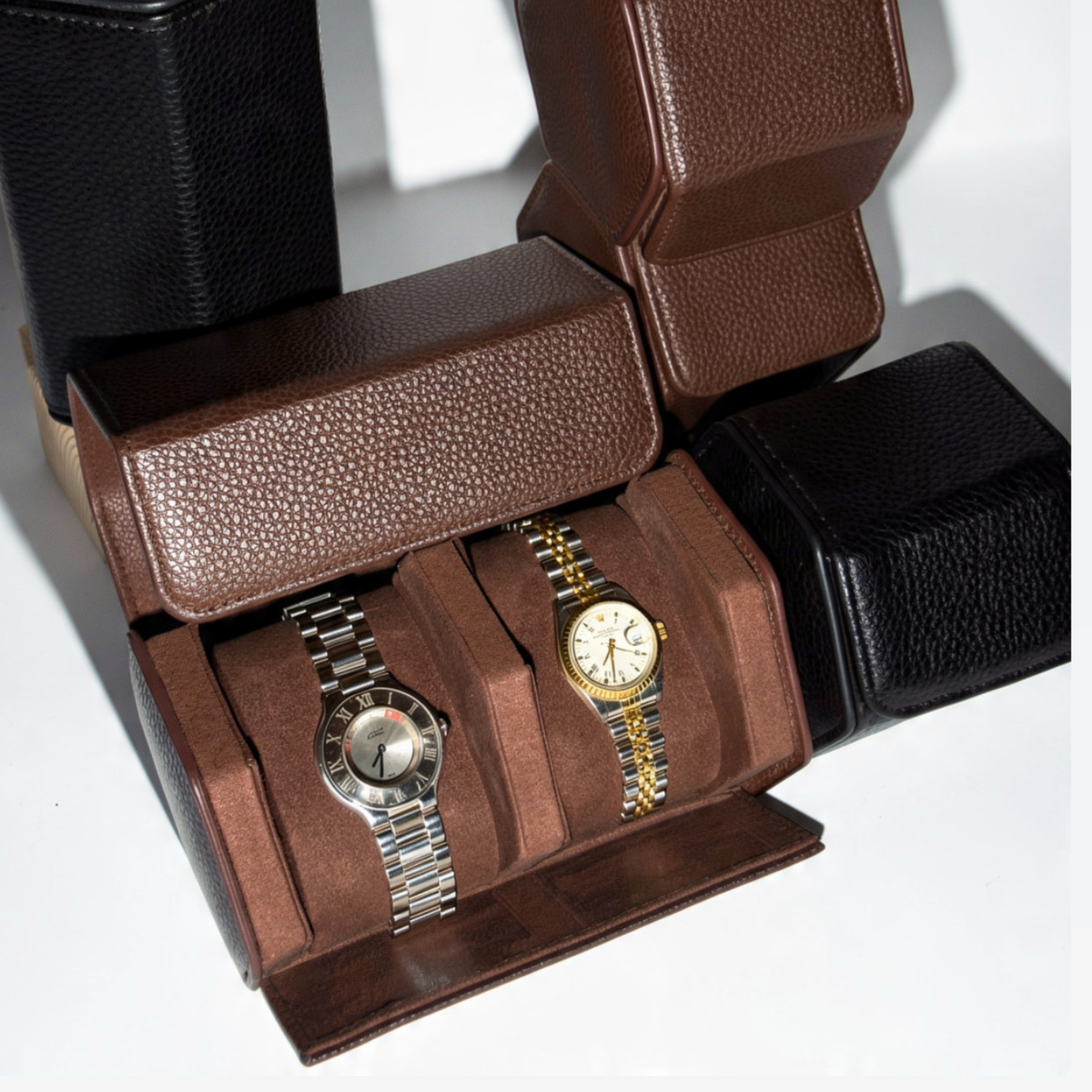 DOUBLE WATCH CASE BROWN